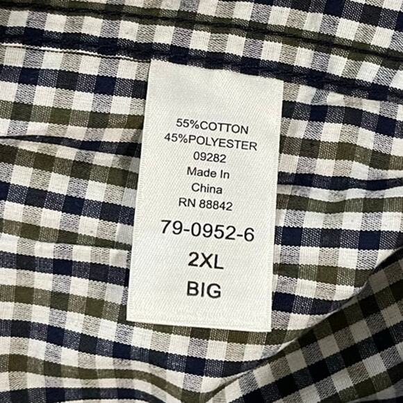 KingSize Men's Button Down Short Sleeve Checked Shirt Size 2XL Big - Picture 6 of 8